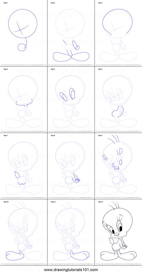 How To Draw Tweety Bird Easy Step By Step Drawings Of Love