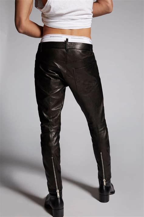Dsquared2 Lamb Leather Biker Pants Pants For Men Official Store Stile