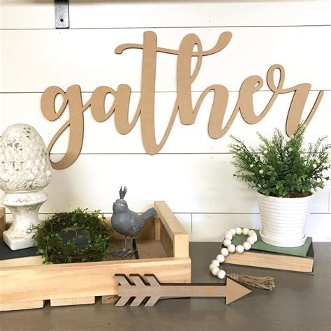 Gather wood word cutout Wooden letters Laser Cut Word | Etsy