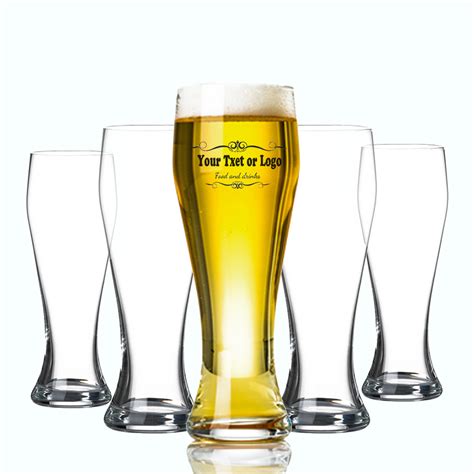 Beer Glasses Customize Logo Engraved With Your Custom Text Name Company Logo Customization