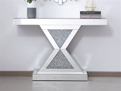 Elegant Decor 47 In Crystal Mirrored Console Table