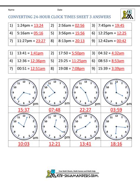 World time buddy (wtb) is a convenient world clock, a time zone converter, and an online meeting scheduler. Converting 24-hour Clock Sheet 3 Answers | 24 hour clock ...