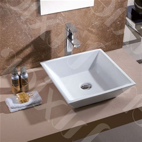 An 18 inch bathroom vanity is perfect for smaller bathrooms. Contemporary White Ceramic Porcelain Vessel Bathroom ...