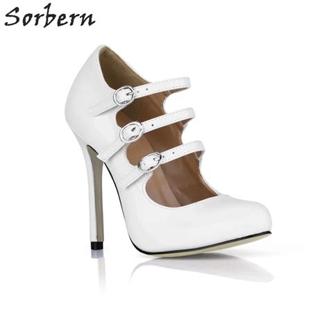 Sorbern White Shiny Party Shoes For Women High Heel 12cm Stilettos