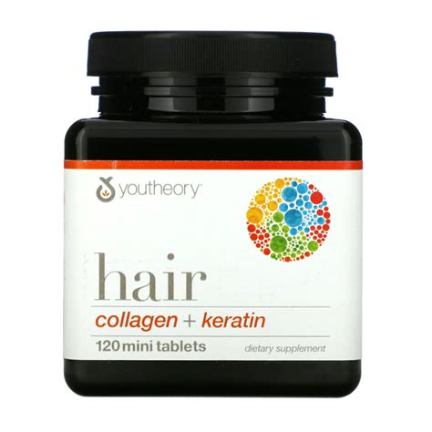 Youtheory Hair Collagen Keratin Dietary Supplement 120 Count