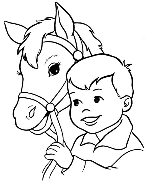 Desenho De Menino E Cavalo Para Colorir Tudodesenhos