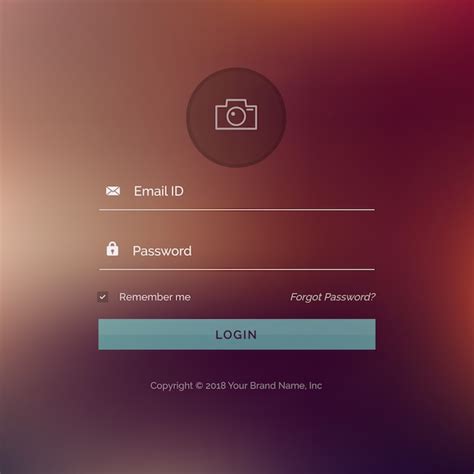 Login Template With A Blurred Background Vector Free Download