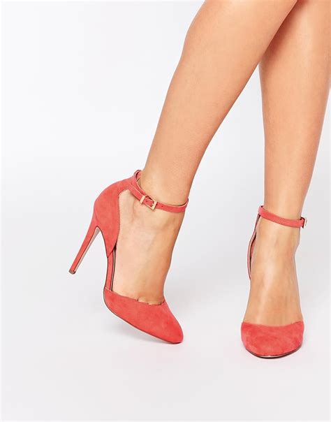 Asos Playwright High Heels In Pink Coral Lyst