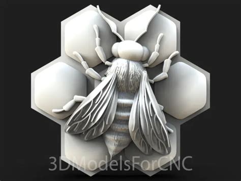 3d Model Stl File For Cnc Router Laser And 3d Printer Bee On Honeycomb 2