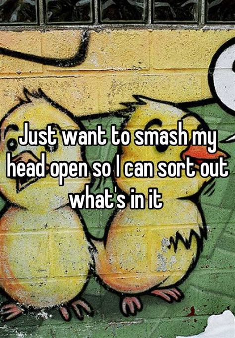 just want to smash my head open so i can sort out what s in it