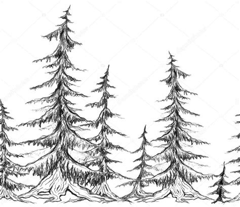 Pencil Sketch Borders Seamless Border With Pencil Sketch Trees