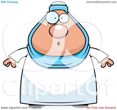 Cartoon Of A Surprised Chubby Muslim Woman Royalty Free Vector