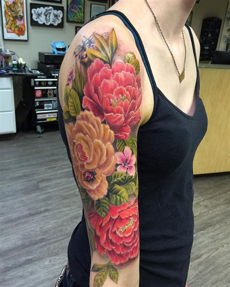 23 Flower Sleeve Tattoo Designs Ideas Design Trends
