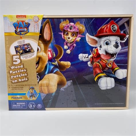 Nickelodeon Toys Paw Patrol The Movie Set Of 5 Wood Puzzles With