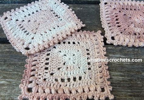 Kristinescrochets Square Picot Coaster Crochet Pattern