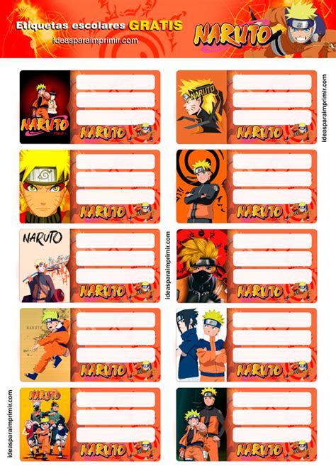10 Etiquetas Escolares De Naruto Gratis Para Editar E Imprimir