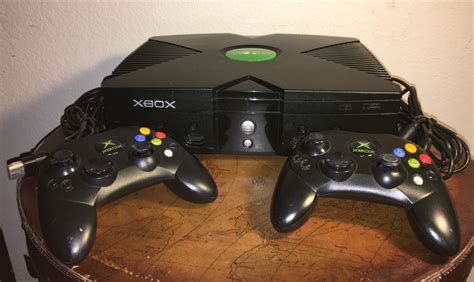 Original Microsoft Xbox Black Video Game System Amp 2 Controllers Parts