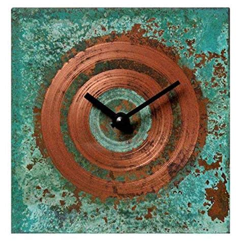 Turquoise Copper Rustic Square Wall Clock 6 Inch Silent