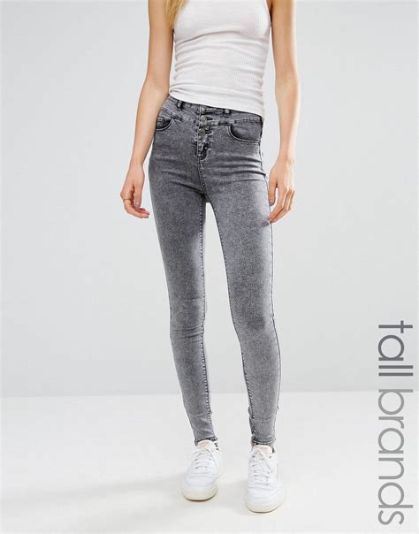 Lyst New Look Acid Wash Skinny Jeans In Gray