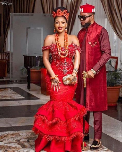 Couples African Clothingafrican Couples Matching Etsy Red Bridal Dress Traditional