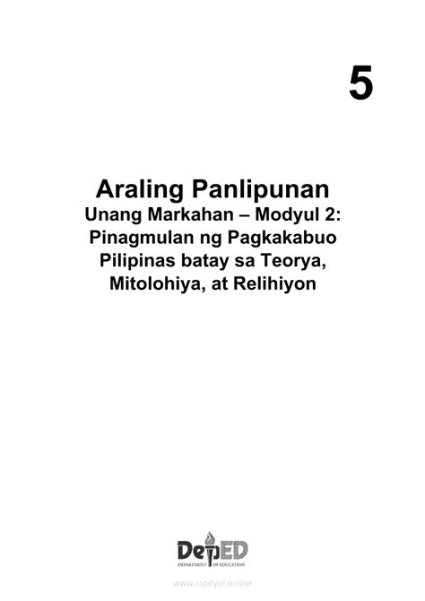 Grade 5 Araling Panlipunan Q1 Ep2 Pinagmulan Ng Pagkakabuo Ng Pilipinas
