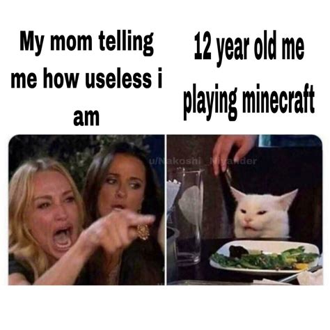 Meme: Two women scream at the puzzled cat at the table ... Confused cat meme who got confused by the two ladies yelling at it on the dinner table while the confused cat having its delicous yummy salad.