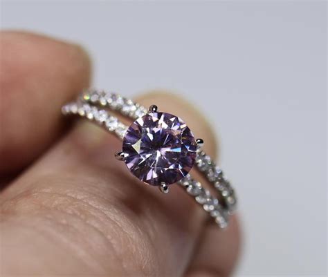 Purple Moissanite Moissanite Bridal Wedding Ring Set Purple Etsy