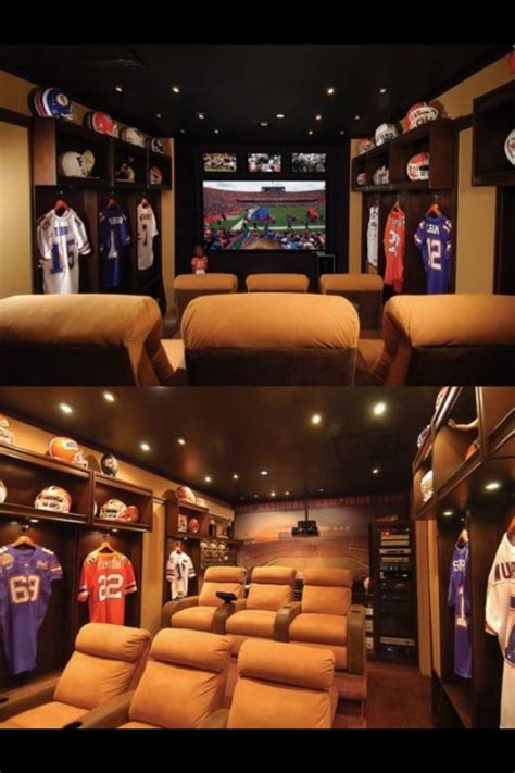 Since man caves have a reputation for being places where people watch tv. Sport man cave | Sports man cave, Man cave home bar ...