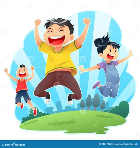 Happy Jumps Stock Vector Illustration Of Active Green 24847220