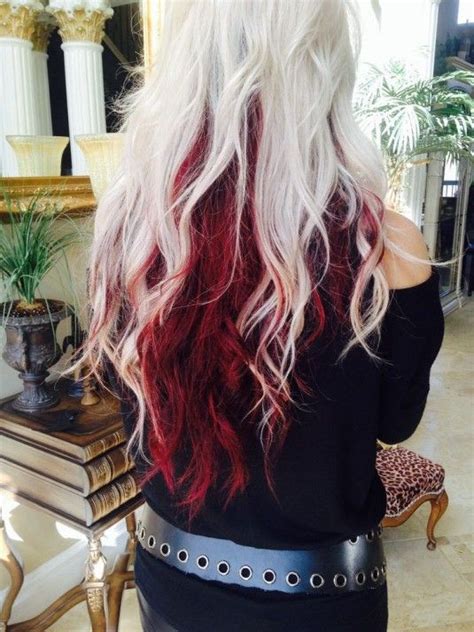 Long Amazing Hair With Platinum Blonde Above And Red Underneath Red