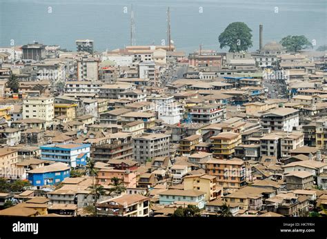 Sierra Leone Freetown Stadt Mit Cotton Tree Und Blick Auf Den Atlantik
