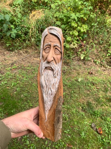 Halloween Sale Wood Carving Wizard Carving Cottonwood Bark Carving