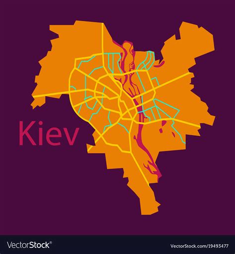 Map Of The Districts Of Kiev Ukraine Flat Vector Image