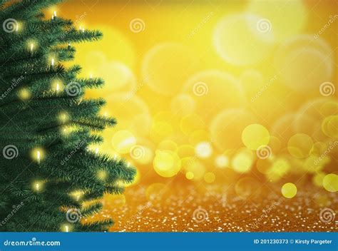 3d Christmas Tree On A Bokeh Lights Background Stock Illustration