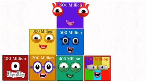 Numberblocks 100 Million To 900 Million Tiered In The Shape Of A