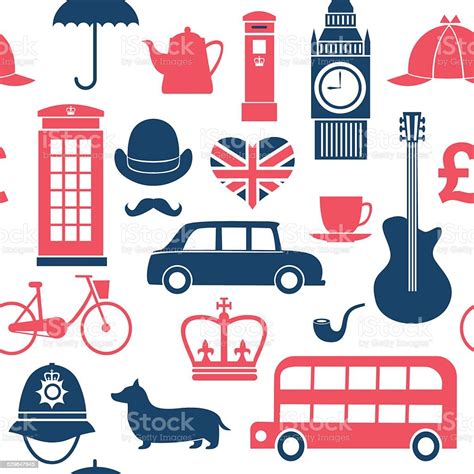 British Symbols Seamless Pattern Stock Illustration Download Image