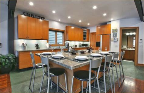 You can dine here informally or use it as an additional eating space when you have guests in your home. Kitchen Island Table Seats 6 - | Kitchen island table ...