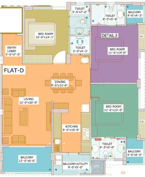 1550 Sq Ft 3 Bhk Floor Plan Image Estate Buildcon Emerald Available