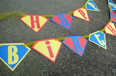 Superman Happy Birthday Banner In Red Blue And Yellow For