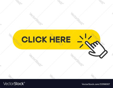 Click Here Button Hand Pointer Clicking Finger Vector Image