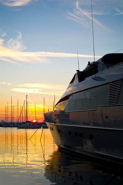 Luxury Yacht At Sunset Stock Photo Image Of Blue Reflections 47962434