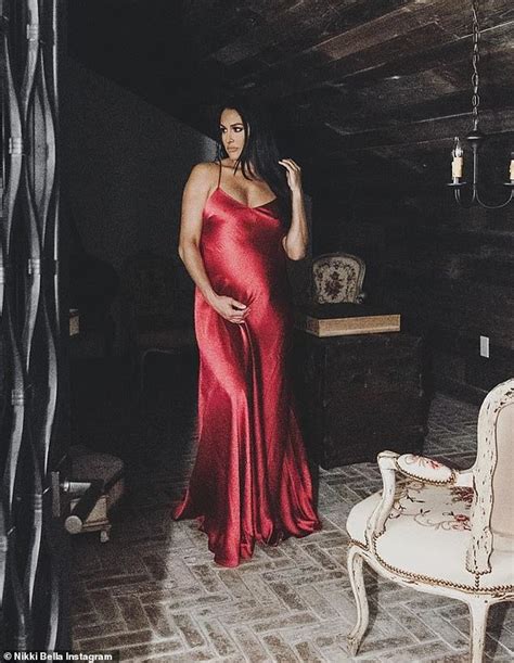 Pregnant Nikki Bella Stuns In Skin Tight Scarlet Red Gown Photos