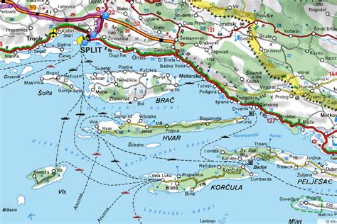 På detaljerte kart som du kan se av grenser kroatiaalle land som grenser med det, samt sjekke den. Kroatien Karte Split