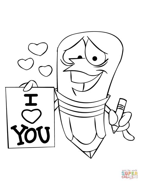 Rosas para colorear bonitas y grandes buscar con google dibujos de amor perros dibujos a lapiz amor para dibujar. Cartoon Pencil Character Holding an "I Love You" Sign ...