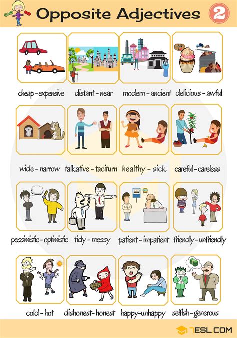 List Of Opposite Adjectives In English Opposites Of Adjectives