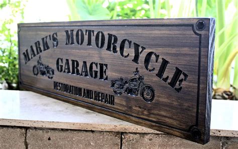 Motorcycle Sign Cwd 229 Garage Sign Ideas Shop Signs Custom Wood