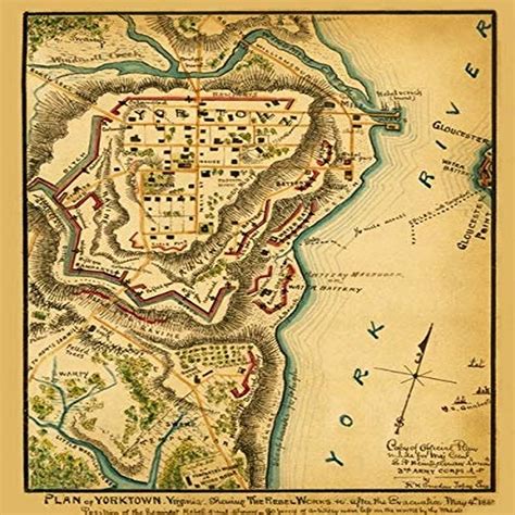 Buy Plan of Yorktown Virginia showing the Rebel works after the