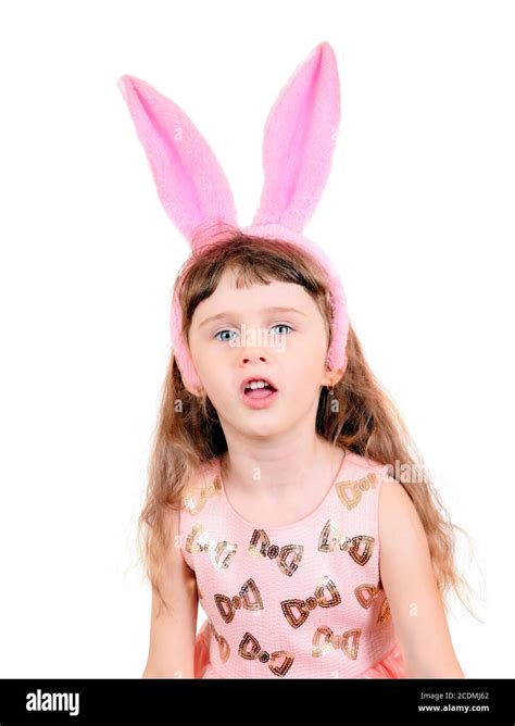 Little Girl With Bunny Ears Stock Photo Alamy