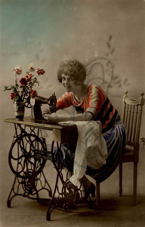 sewing machine woman with flowers amy barickman