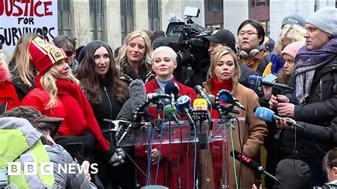weinstein accusers take questions outside criminal court bbc news